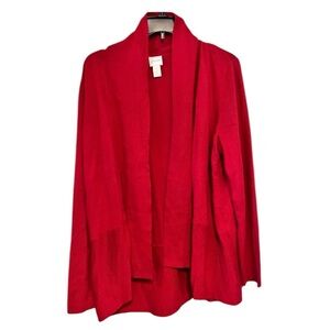 Chico's Vibrant Red Cardigan Sweater Large
